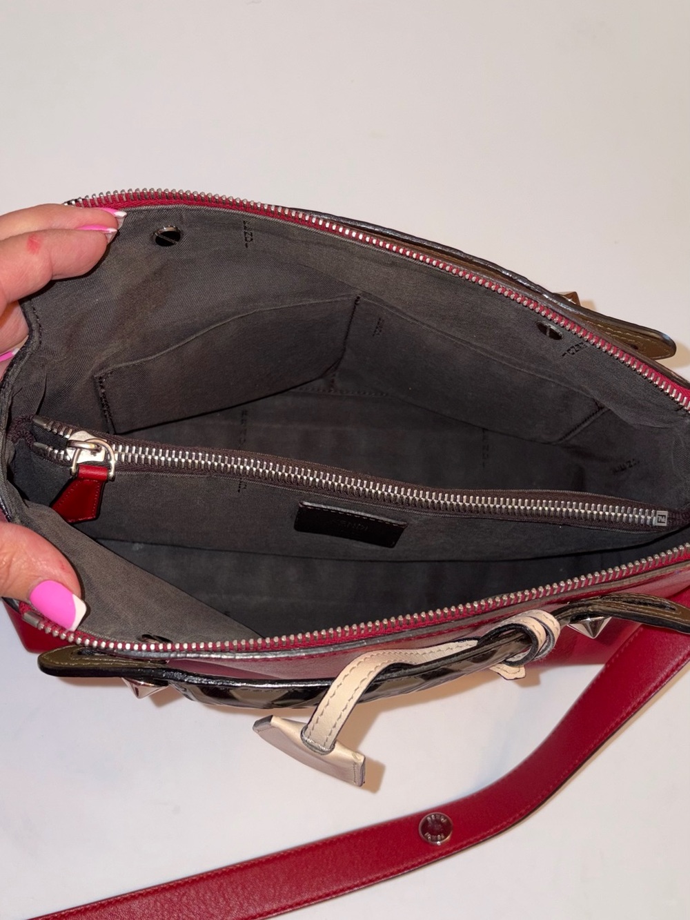 Fendi 8BL124 By the Way Medium Leather Red 2way Crossbody Handbag Made in Italy - Picture 13 of 17